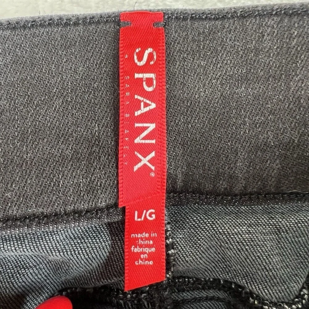 Spanx Large Ankle Skinny Jeans Vintage Distressed‎ Black Pull On Stretch 20213R